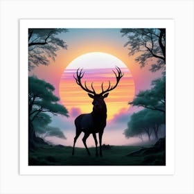 Deer In The Forest Art Print