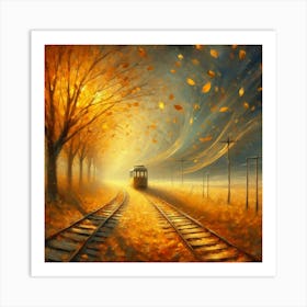 Train Tracks In Autumn Art Print