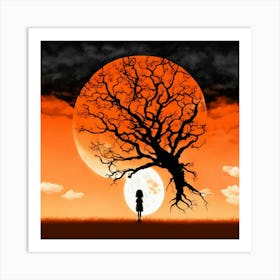 Girl And A Tree Art Print