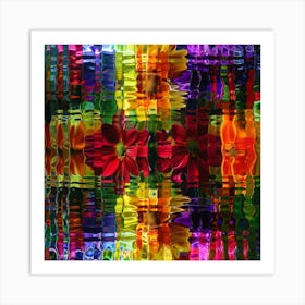 Colorful Flowers In Water Art Print