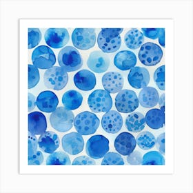 Blue Watercolor Dots Art Print