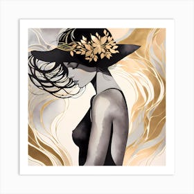 Woman With Hat Art Print