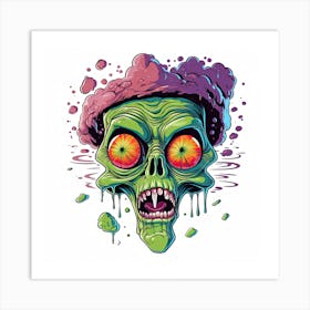 Zombie Skull Art Print