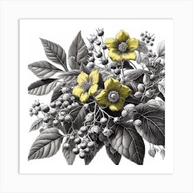  illustration of a leafy plant Art Print