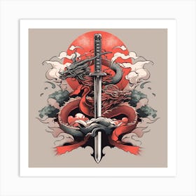 Dragon And Samurai Art Print