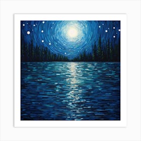 Moonlight Over Lake Art Print