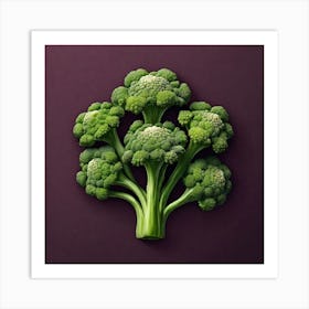 Broccoli On Purple Background 1 Art Print