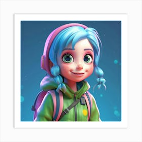 Girl With Blue Hair Art Print