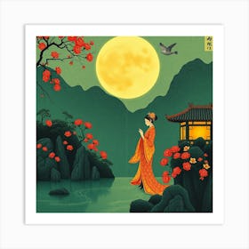 Chinese Woman In Red Dress Art Print