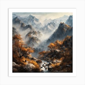 Chinese Mountains Landscape Painting (74) Art Print