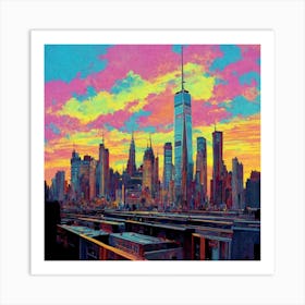 Colors Dripping From The Sky The New York City I Art Print
