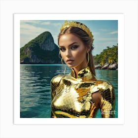 Golden Mermaid Art Print