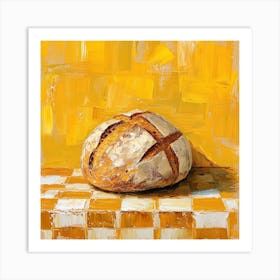 Rustic Bread Yellow Checkerboard 3 Art Print