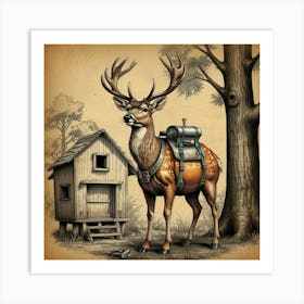 Deer In The Woods 34 Art Print