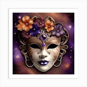 Mask With Flowers 1 Art Print