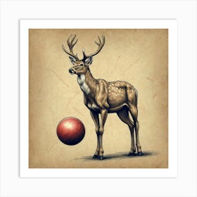 Deer With Ball 2 Art Print