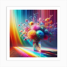 Colorful Flowers In A Vase Art Print