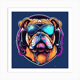 Bulldog With Headphones and goggles Art Print