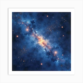 Cosmic Watercolor Scene With Brilliant Star Clusters 1 Art Print