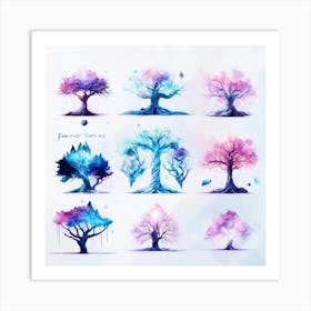 Watercolor Trees Art Print