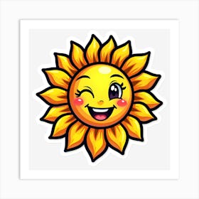 Happy Sun Sticker Art Print