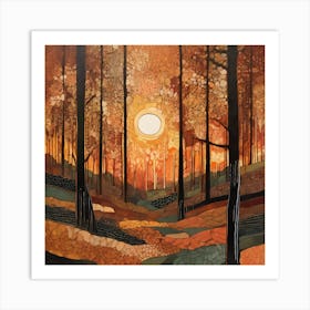 Sunset In The Woods 4 Art Print