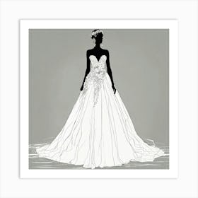 Wedding Dress Silhouette 1 Art Print