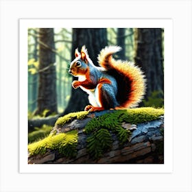 Squirrel In The Forest 411 Art Print