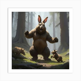 Rabbits In The Woods Art Print