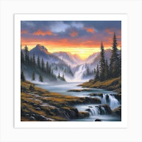 Landscape Painting Hd Hyperrealistic 3 Art Print