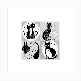 Black And White Cats Art Print