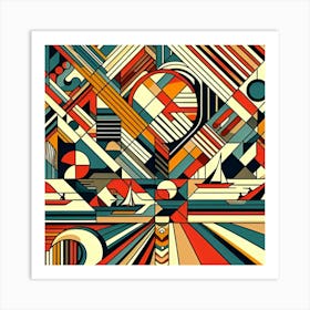 A Kaleidoscope Of Abstract Geometric Patterns, Reminiscent Of 1960s Op Art, 4 Art Print