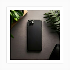 Firefly Sleek Black Leather Phone Case On Minimal Workspace 4319 Art Print