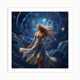 Beautiful Girl In The Sky Art Print