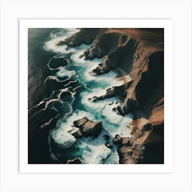 Aerial View Of Cliffs And Ocean Art Print