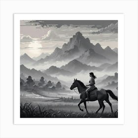 Girl Riding A Horse Art Print