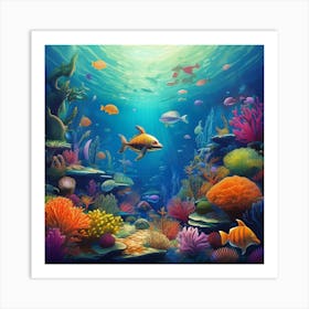 Underwater Coral Reef With Fishes Art Print