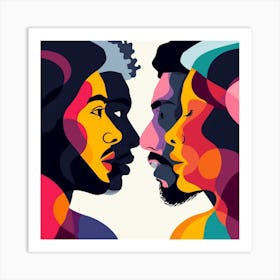Two People Facing Each Other Art Print