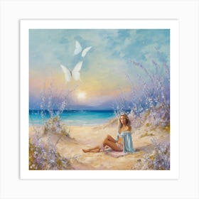 Girl On The Beach Art Print