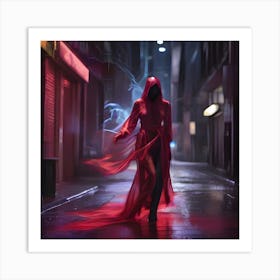 Woman In A Red Dress Art Print