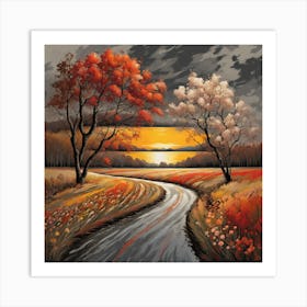 Autumn Road 2 Art Print