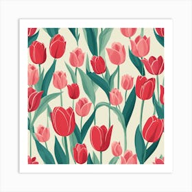 Seamless Tulip Pattern Art Print