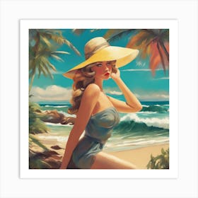 Pin-Up Sea Side Beauty Art Print