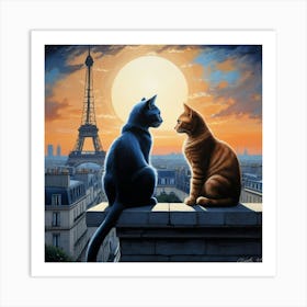 Two Cats In Paris Art Print