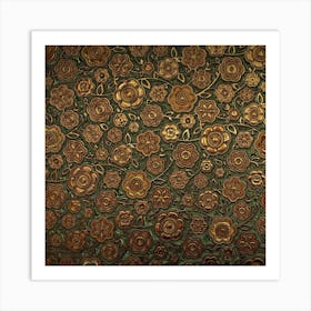 Brown Floral Ornament Pattern Texture Art Print