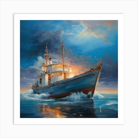 Ship At Sea Art Print