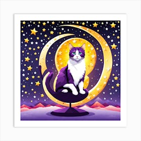 Cat On The Moon, vector art 4 Art Print