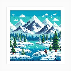 8-bit Arctic landscape Art Print