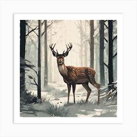 Deer In The Woods 5 Art Print