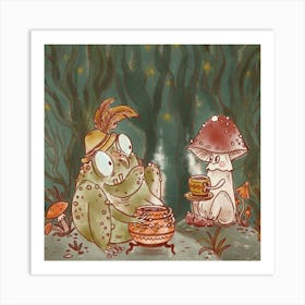 Goblin Frog And Mushroom Art Print